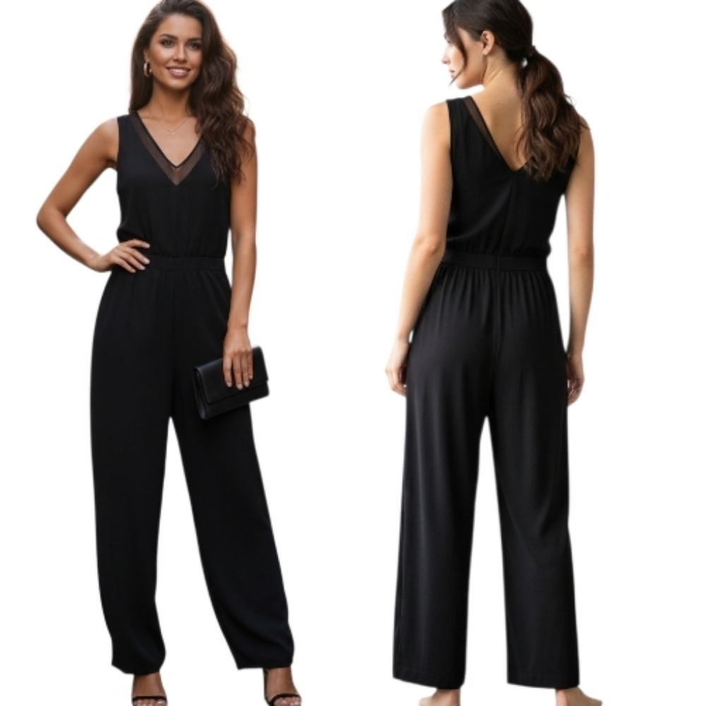 BANANA REPUBLIC Black V-neck Jumpsuit - Size 4